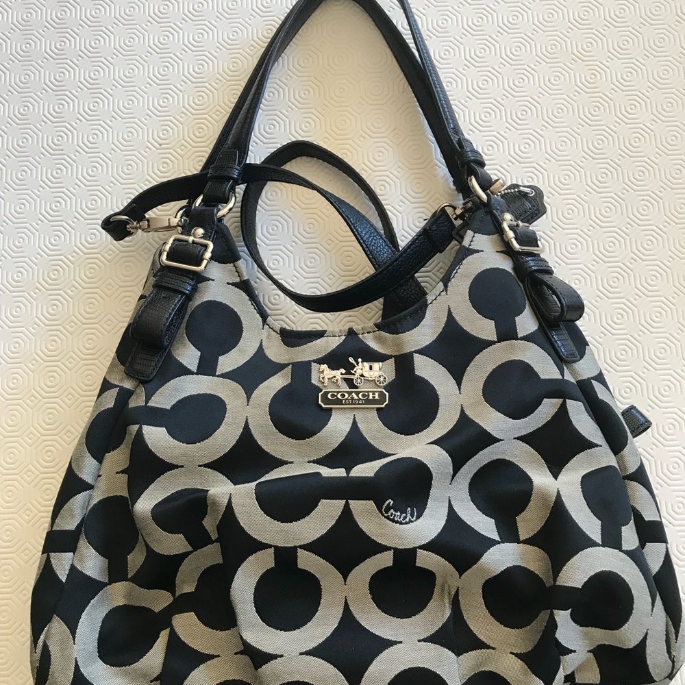 Coach Maggie Madison OP Black And Tan bag